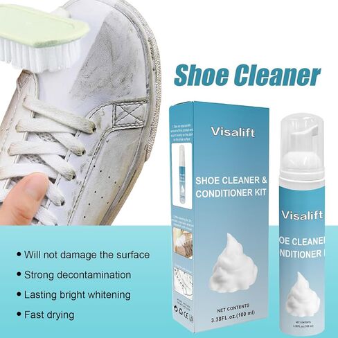 منظف الاحذية من فيزاليفت، مجموعة منظف الاحذية الرياضية، منظف الاحذية الرياضية مع فرشاة ومنشفة، مجموعة تنظيف الاحذية من الجلد السويدي in Kuwait