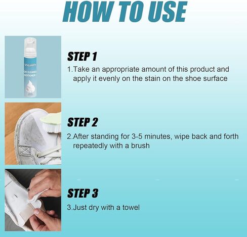 منظف الاحذية من فيزاليفت، مجموعة منظف الاحذية الرياضية، منظف الاحذية الرياضية مع فرشاة ومنشفة، مجموعة تنظيف الاحذية من الجلد السويدي in Kuwait