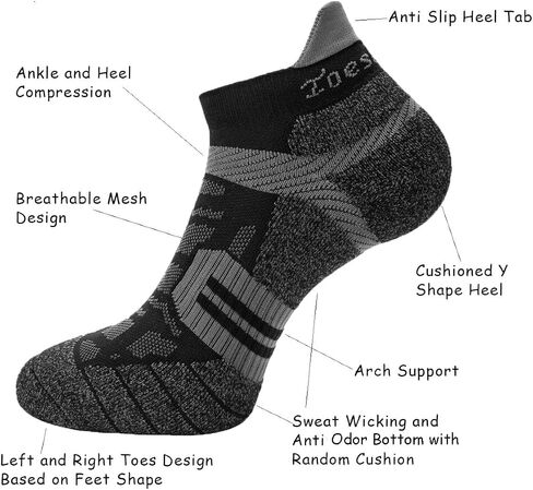 Toes&Feet Men's Anti Odor Quick-Dry Cushion Low-Cut Compression Running Socks in Kuwait