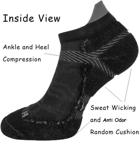 Toes&Feet Men's Anti Odor Quick-Dry Cushion Low-Cut Compression Running Socks in Kuwait