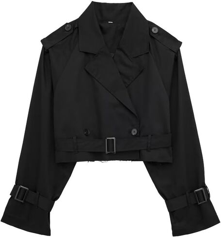 معاطف مطر نسائية من Gratoryna بأكمام طويلة وكلاسيكية وطية صدر مزدوجة ومعطف خارجي مع حزام in Kuwait