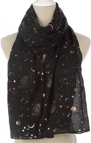 وشاح عصري من Tinpia للنساء، شال ملون خفيف الوزن بنمط نجمة القمر للفتيات والسيدات in Kuwait