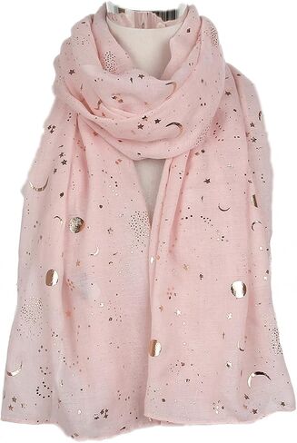 وشاح عصري من Tinpia للنساء، شال ملون خفيف الوزن بنمط نجمة القمر للفتيات والسيدات in Kuwait