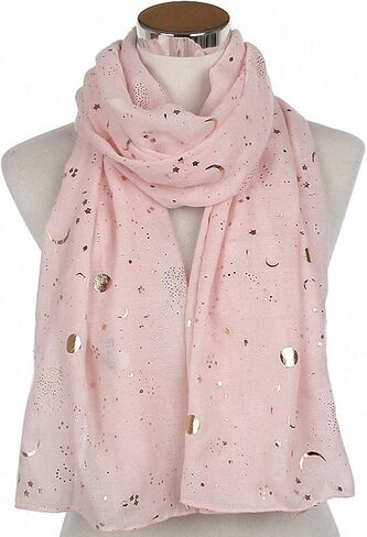 وشاح عصري من Tinpia للنساء، شال ملون خفيف الوزن بنمط نجمة القمر للفتيات والسيدات in Kuwait