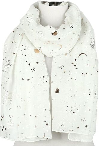 وشاح عصري من Tinpia للنساء، شال ملون خفيف الوزن بنمط نجمة القمر للفتيات والسيدات in Kuwait