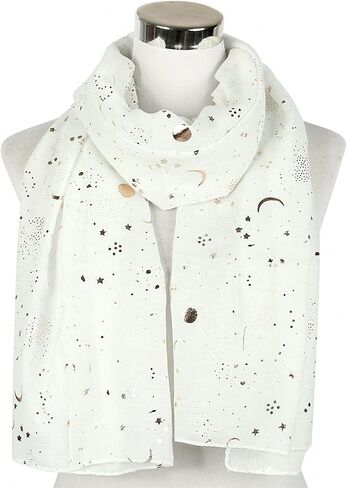 وشاح عصري من Tinpia للنساء، شال ملون خفيف الوزن بنمط نجمة القمر للفتيات والسيدات in Kuwait