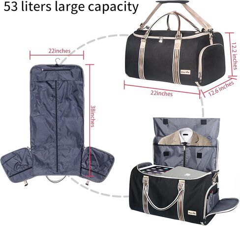 هاب تيم شنطة حمل للملابس من اجل رحلة خالية من التجاعيد، شنطة دفل متينة وانيقة للنساء والرجال، شنطة سفر 2 في 1 معلقة مقاومة للماء، اسود (GB-2302)، اخضر مينت, مينت جرين, حقائب سفر in Kuwait