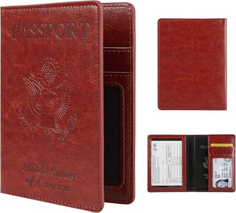 Cynure Leather Passport Cover CDC Vaccine Card Holder Combo Men & Women Travel Passport Case, rose gold in Kuwait
