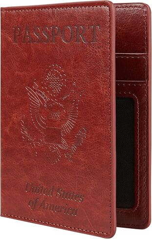 Cynure Leather Passport Cover CDC Vaccine Card Holder Combo Men & Women Travel Passport Case, rose gold in Kuwait