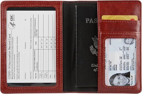 Cynure Leather Passport Cover CDC Vaccine Card Holder Combo Men & Women Travel Passport Case, rose gold in Kuwait
