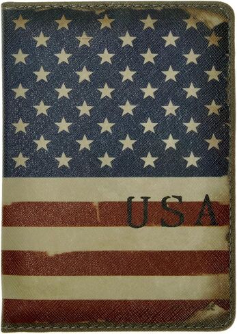 ZLYC Vintage Novelty PU Leather Travel Wallet Passport Holder Case Waterproof Cover, US National Flag in Saudi Arabia