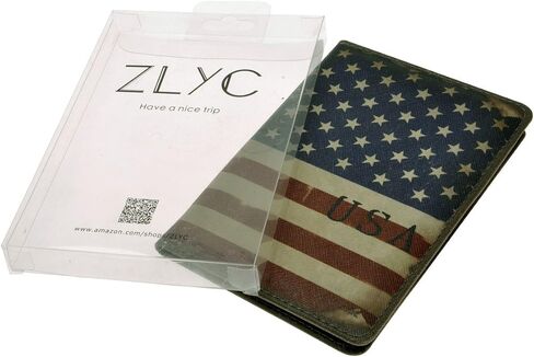 ZLYC Vintage Novelty PU Leather Travel Wallet Passport Holder Case Waterproof Cover, US National Flag in Saudi Arabia