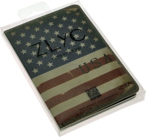 ZLYC Vintage Novelty PU Leather Travel Wallet Passport Holder Case Waterproof Cover, US National Flag in Saudi Arabia