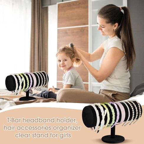Wenqik 2 Pcs T Bar Headband Holder Organizer Black Velvet Headband Holder Baby Headband Organizer Headband Storage Display Stand Hair Tie Organizer for Hairband Storage Rack Baby Girl Women in Kuwait