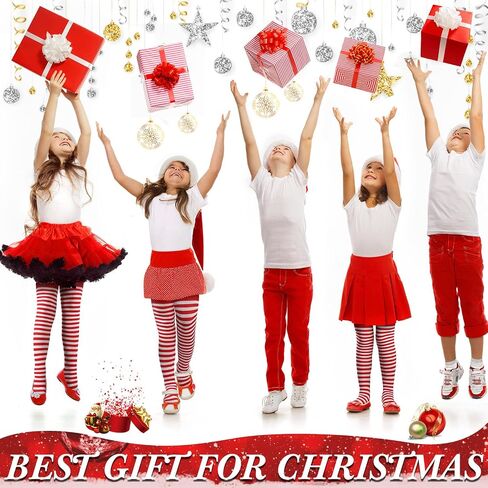 JaGely 12 Pcs Christmas Red White Striped Sock Long High Tights Thigh Socks Striped Thigh over Red White Knee Stockings for Women Girls Cosplay Party Costume in Saudi Arabia