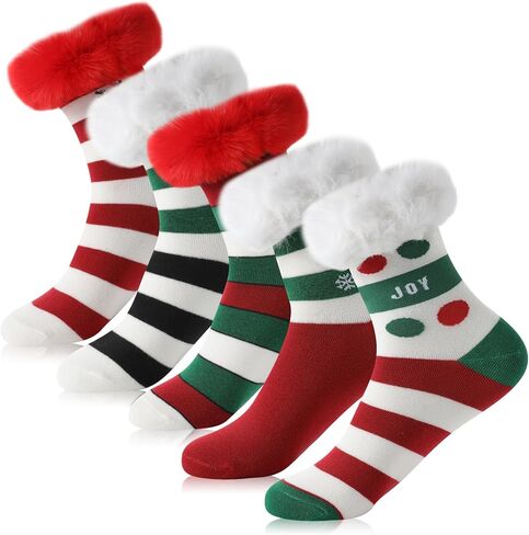 Christmas Stockings Classic Socks, Plush Christmas Hosiery, Santa Claus, Snowman, Reindeer Christmas Characters for Family Holiday Christmas Party Multicolor in Kuwait