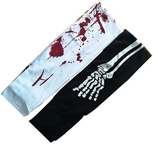 دلفينوس جوارب عالية للهالوين، زوجان من الجوارب الدموية الزومبي عالية الفخذ مع ورقتين من ملصقات الوشم، ابيض، M in Kuwait