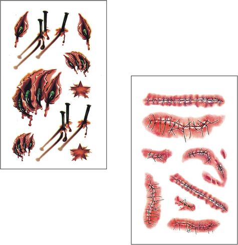 دلفينوس جوارب عالية للهالوين، زوجان من الجوارب الدموية الزومبي عالية الفخذ مع ورقتين من ملصقات الوشم، ابيض، M in Kuwait