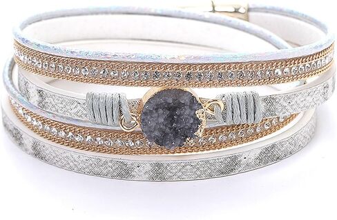 Long tiantian Bracelets for Women Trendy Boho Western Jewelry for Women Leather Wrap Stackable Cuff Bangle Bracelets for Women Pulseras para Mujer Valentine's Day Gifts for Women in Saudi Arabia