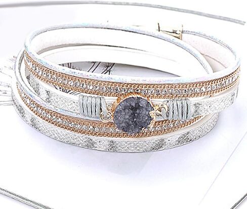 Long tiantian Bracelets for Women Trendy Boho Western Jewelry for Women Leather Wrap Stackable Cuff Bangle Bracelets for Women Pulseras para Mujer Valentine's Day Gifts for Women in Saudi Arabia