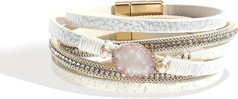 Long tiantian Bracelets for Women Trendy Boho Western Jewelry for Women Leather Wrap Stackable Cuff Bangle Bracelets for Women Pulseras para Mujer Valentine's Day Gifts for Women in Saudi Arabia
