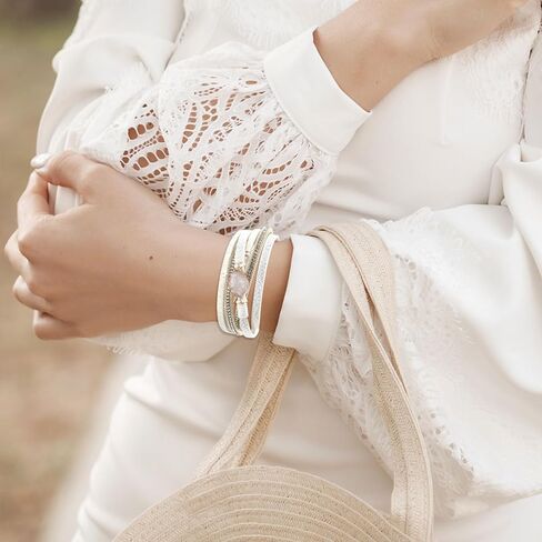 Long tiantian Bracelets for Women Trendy Boho Western Jewelry for Women Leather Wrap Stackable Cuff Bangle Bracelets for Women Pulseras para Mujer Valentine's Day Gifts for Women in Saudi Arabia