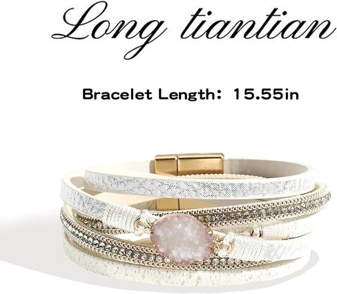 Long tiantian Bracelets for Women Trendy Boho Western Jewelry for Women Leather Wrap Stackable Cuff Bangle Bracelets for Women Pulseras para Mujer Valentine's Day Gifts for Women in Saudi Arabia