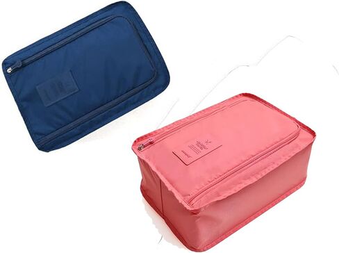 شنطة احذية محمولة للسفر والشاطئ، حامل احذية موفر للمساحة للسفر، مكعبات تعبئة احذية مقاومة للغبار للسفر، شنطة تخزين نايلون مقاومة للماء مع سحاب للرجال والنساء، عبوة من قطعتين in Kuwait