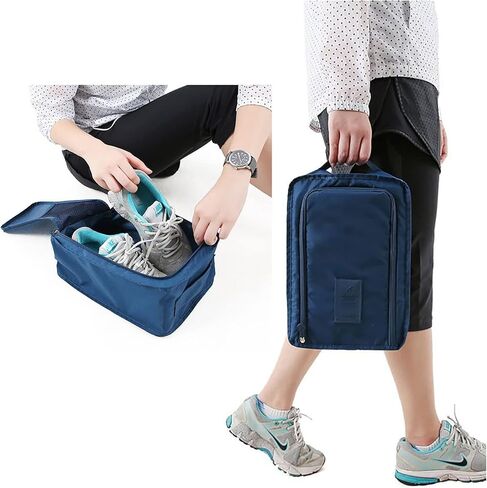 شنطة احذية محمولة للسفر والشاطئ، حامل احذية موفر للمساحة للسفر، مكعبات تعبئة احذية مقاومة للغبار للسفر، شنطة تخزين نايلون مقاومة للماء مع سحاب للرجال والنساء، عبوة من قطعتين in Kuwait