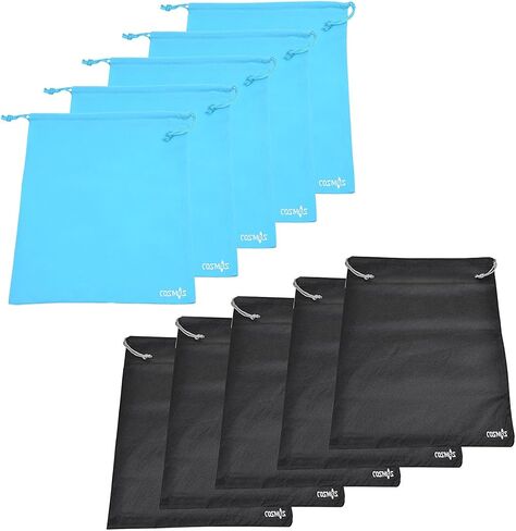 Cosmos 10 Pcs Travel Shoe Bags Shoe Organizer Pouch Storage String Bags for Travel Trip Carrying Packing, Dust-proof Non-Woven Fabric in Dual Drawstring Closure, 17.5" x 13.5" (Black) in Saudi Arabia