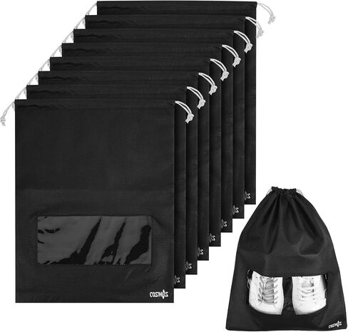 Cosmos 10 Pcs Travel Shoe Bags Shoe Organizer Pouch Storage String Bags for Travel Trip Carrying Packing, Dust-proof Non-Woven Fabric in Dual Drawstring Closure, 17.5" x 13.5" (Black) in Saudi Arabia