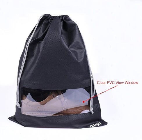 Cosmos 10 Pcs Travel Shoe Bags Shoe Organizer Pouch Storage String Bags for Travel Trip Carrying Packing, Dust-proof Non-Woven Fabric in Dual Drawstring Closure, 17.5" x 13.5" (Black) in Saudi Arabia