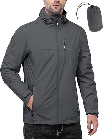 Outdoor Ventures Men's Packable Rain Jacket Waterproof Raincoat with Hood in Saudi Arabia