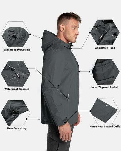 Outdoor Ventures Men's Packable Rain Jacket Waterproof Raincoat with Hood in Saudi Arabia