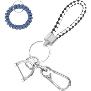 Key Chains for Car,Keychain Wristlet with Leather, Metal Keychains with Holder Fob,Cute Keys Ring Accessories, Grey, L in Kuwait