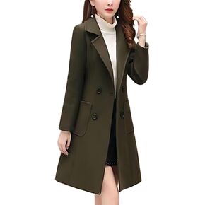 Jdlsppl Women's Long Pea Coats Double Breasted Overcoat Fall Trench Coat Warm Elegant Thick Lapel Pocket Fashion Winter Coat