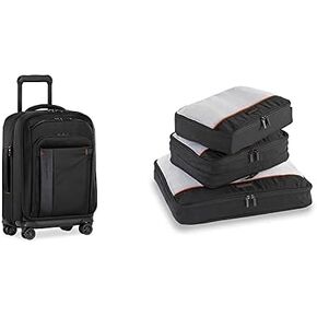 بريجز اند رايلي ZDX قابلة للتوسيع، أسود، دوار، 21 بوصة و3 عبوات من مكعبات التعبئة بسحاب/منظمات الأمتعة للسفر، أسود، كبير in Kuwait