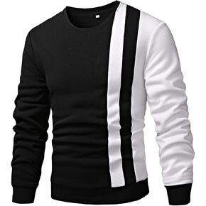 GORGLITTER Men's Casual Crewneck Sweatshirt Color Block Fleece Pullover Sweatshirt in Kuwait