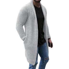 سترة صوفية رجالية من Pengfei مفتوحة من الأمام وأكمام طويلة محبوكة مع جيب أبيض in Kuwait