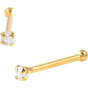 Jewelry Avalanche Solid 14Kt Gold Moissanite Stud Nose Ring - 22G Nose Bone Stud - Ball End Nose Ring - April Birthstone Nose Stud
