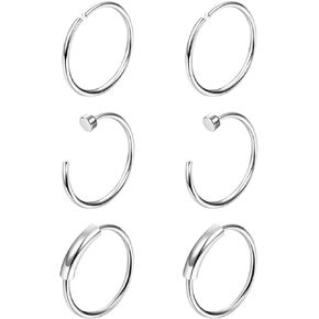 Subiceto 6Pcs G23 Titanium 20G Nose Rings Hoop Studs for Women Men L Shaped Screw Nose Studs Cartilage Earrings Nostril Piercing Jewelry