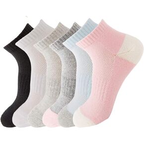 RedsGirl Ankle Running Sports Cotton Socks Mesh Breathable Low Cut Short Athletic Terry Sock for Women Youth, Multicolor 6 Pairs in Saudi Arabia