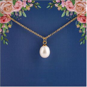 Chuchoter Dainty Pearl Pendant Necklaces for Women Titanium Steel 18K Gold Plated Chain Lasting Shine Natural Freshwater Cultured Pearls Everyday Jewelry for Gifts for wife girlfriend