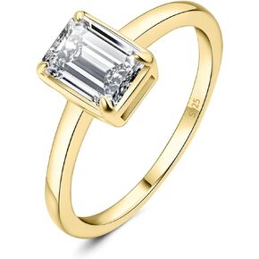 JewelryPalace الكلاسيكية 1ct الزمرد قطع مكعب زركونيا سوليتير خواتم الخطبة للنساء، 14K الأبيض ارتفع الذهب الأصفر مطلي 925 الفضة الاسترليني خاتم الوعد لها، خواتم الزفاف الذكرى