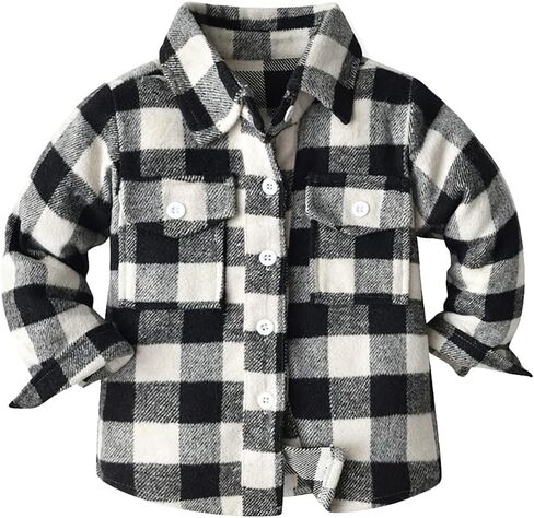 ODIZLI Kids Toddlers Boys Casual Long Sleeve Flannel Button Down Shirt Regular Fit Shirt Fall Coat in Saudi Arabia