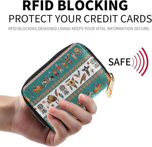 محافظ حامل بطاقات الائتمان JKDY Gnomes RFID للنساء، حافظة بطاقات جلدية بسحاب محفظة أكورديون هدية للسيدات (Color-A03) in Kuwait