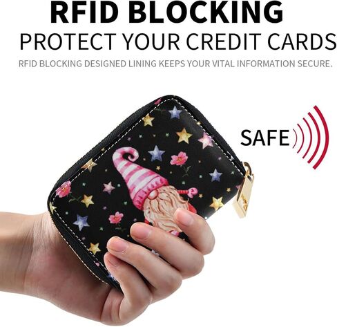 محافظ حامل بطاقات الائتمان JKDY Gnomes RFID للنساء، حافظة بطاقات جلدية بسحاب محفظة أكورديون هدية للسيدات (Color-A03) in Kuwait
