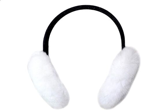 surell Rex Rabbit Fur Earmuffs with Soft Velvet Non Adjustable Band - Winter Fashion Ear Warmers, Elegant Luxury Gift in Saudi Arabia