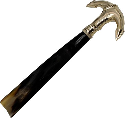 Shoe Horn Made with Real Horn Handmade. Easy Grip Long Brass anchor handle Shoehorn for Men,Women Seniors, Pregnancy, Elderly, back pain, tall people and kids Shoes & Boots.Home or Travel .(14''brass) in Saudi Arabia