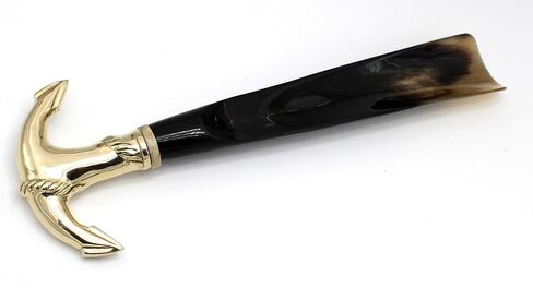 Shoe Horn Made with Real Horn Handmade. Easy Grip Long Brass anchor handle Shoehorn for Men,Women Seniors, Pregnancy, Elderly, back pain, tall people and kids Shoes & Boots.Home or Travel .(14''brass) in Saudi Arabia